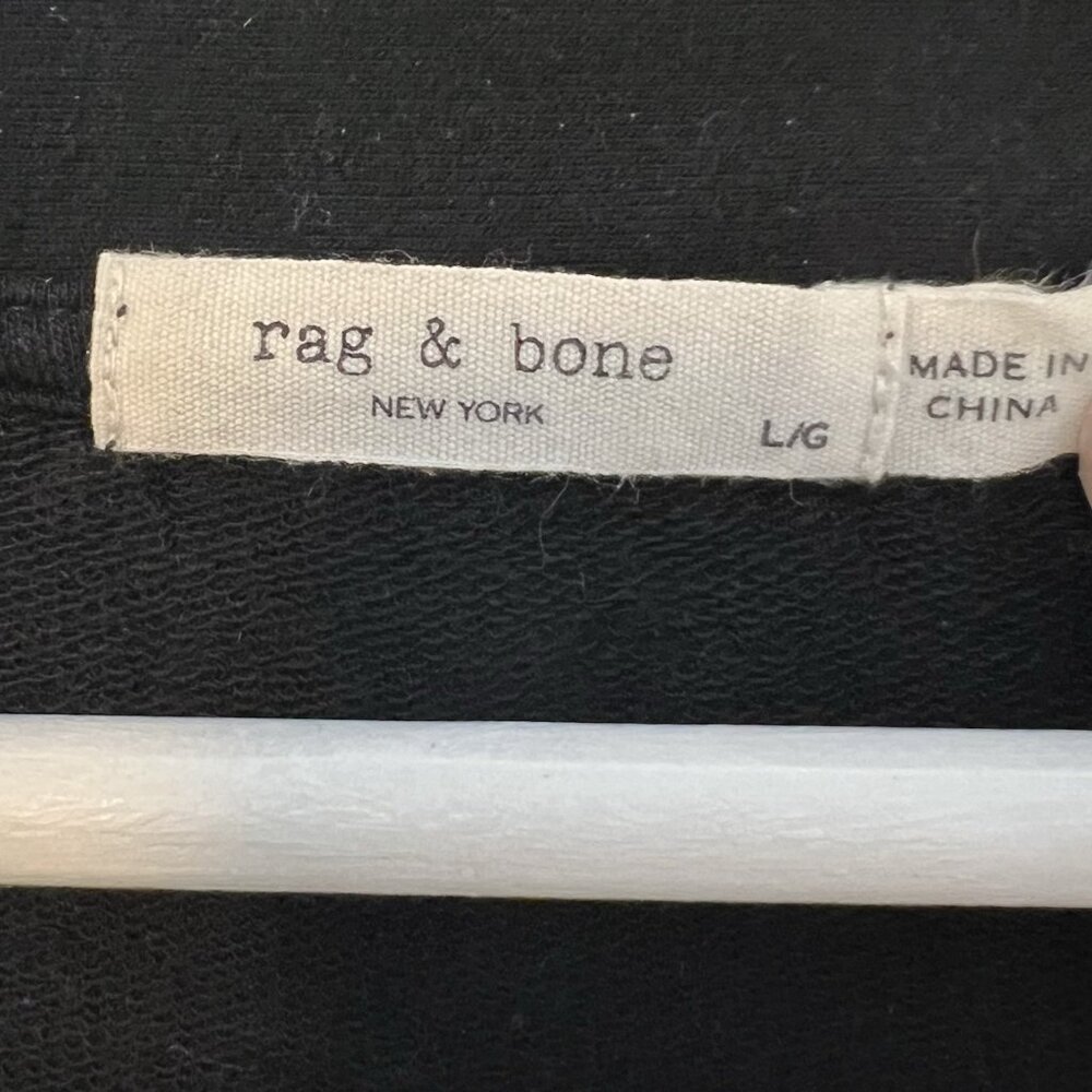 Rag & Bone V Neck Sweatshirt Size Large Women’s Black Flora Pullover Stretch - Picture 6 of 10